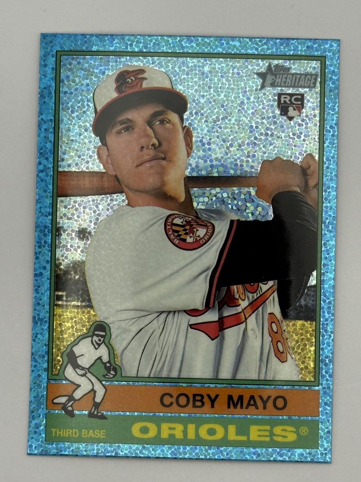 2025 Topps Heritage Rookie #340 Coby Mayo Chrome Aqua Sparkle Refractor