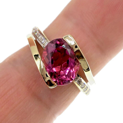 #ad Fabulous 14k Solid Yellow Gold 2.50ct Natural Pink Tourmaline Diamond Ring Sz 7 $327.99
