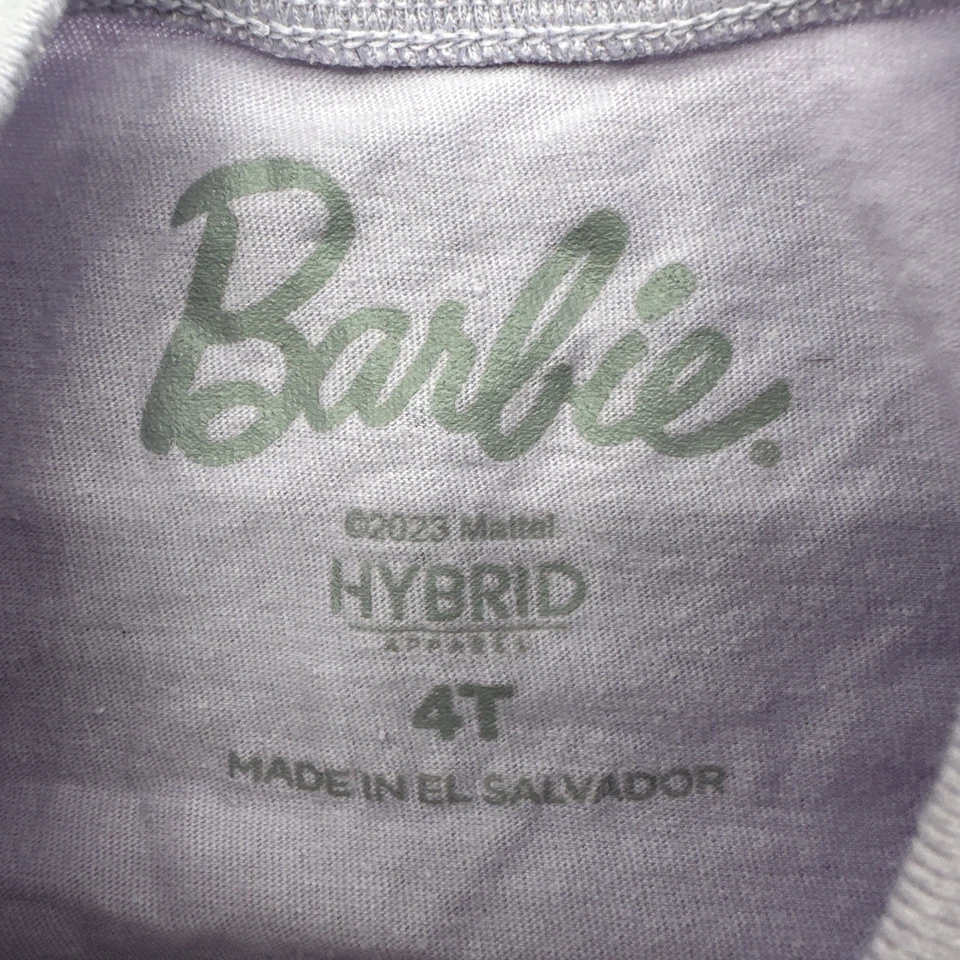 Barbie Mattel Ropa Híbrida Camiseta Niñas Pequeñas 4T Púrpura Gráfico Logo. #36242 Foto 4 de 4
