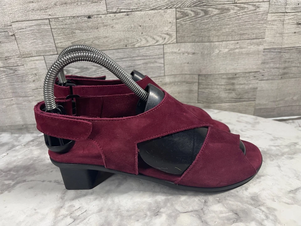 Sandalias Arche Mujer 7.5M Obibbi Zapatos Rojo Nubuck Cordones Caminar Comodidad Foto 2 de 4