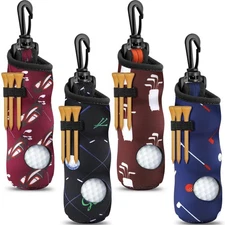 Chivao 4pcs Golf Tee Holder Ball Carry Bag Pouch Keychain Belt Clip Golfers