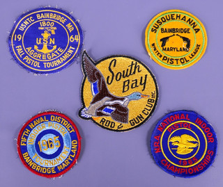 Lot (5) Vintage Shooting Patches USNTC Bainbridge 1960's South Bay Gun Club