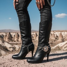 Women Silver Boot Chain Bracelets Shoe BORN TO RIDE Charm Adjustable Anklet PAIR