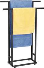 Freestanding 2-Tier Towel Rack for Bathroom and Pool, Black Storage Stand