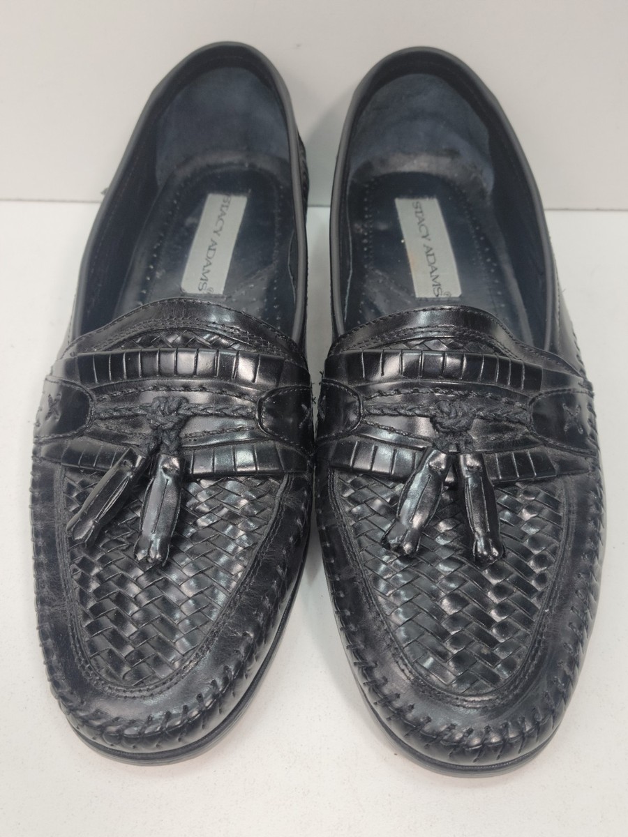 NWT Stacy Adams black woven leather Slip On shoe size 10M. New in original box. Stacy Adams Wakefield Bike Toe Bit Slip On Shoes Black 20141  main image 4