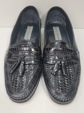 Black leather woven tassel slip on Stacy Adams brand shoes size 10M