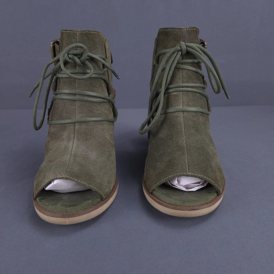 Bella Vita Womens  Ankle Block Heel Peep Toe Back Strap Olive Suede Pruitaly 7M - Image 2 of 4