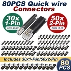 80PCS Plug-In Quick Wire Connector Kit 1-Pin 2-Pin Reusable Clamp Terminal Block