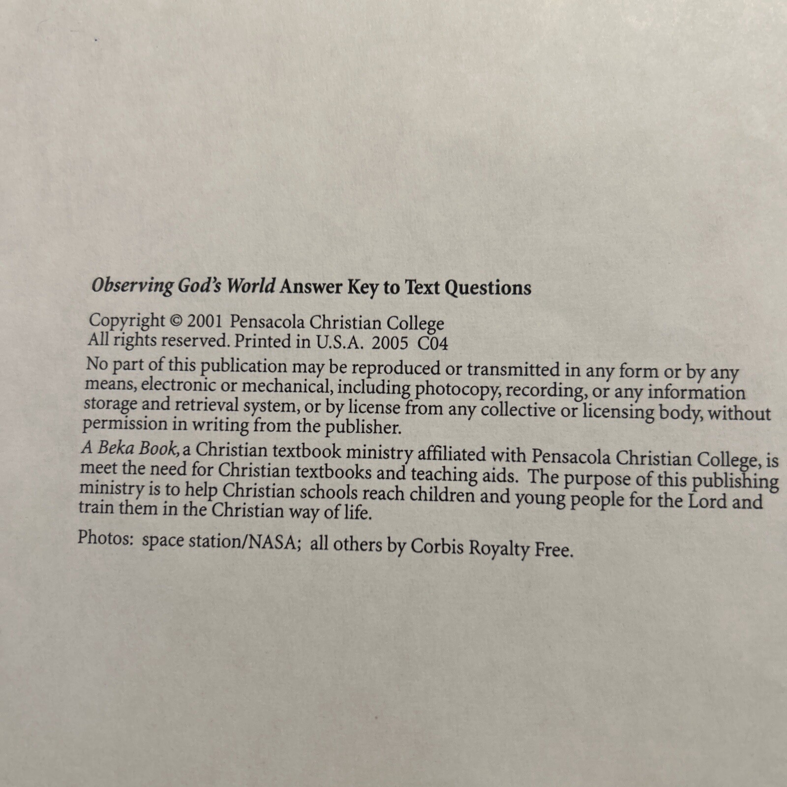 Abeka Homeschool Observing God's World Science Answer Key Jack Ringer