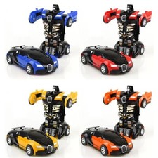 Robot transform car racing toy children friction transformation 1 click