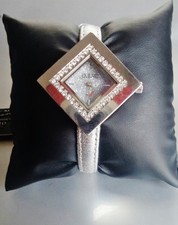 OIW OROLOGIO DONNA BRACCIALE PELLE SUPERSOTTILE STRASS CRISTALLI CASSA QUADRATA 