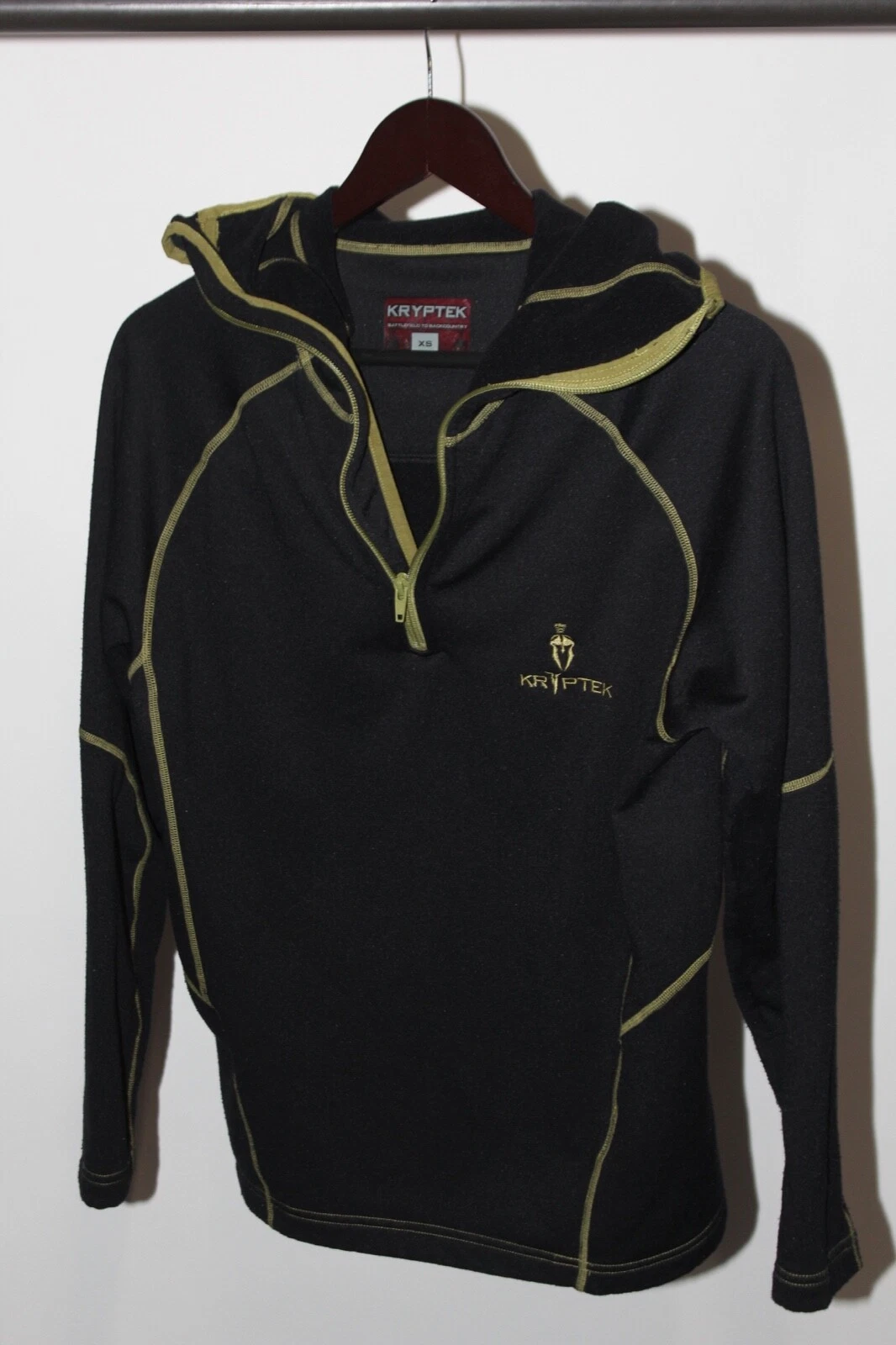VETEMENTS Felpa con cappuccio KRYPTEK uomo taglia XS foderata in pile nera verde bordo 1 4 zip