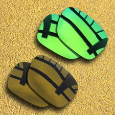 2 Pairs Polarized Lenses Replacement for-Oakley Holbrook Mix-Green&Brown Copper