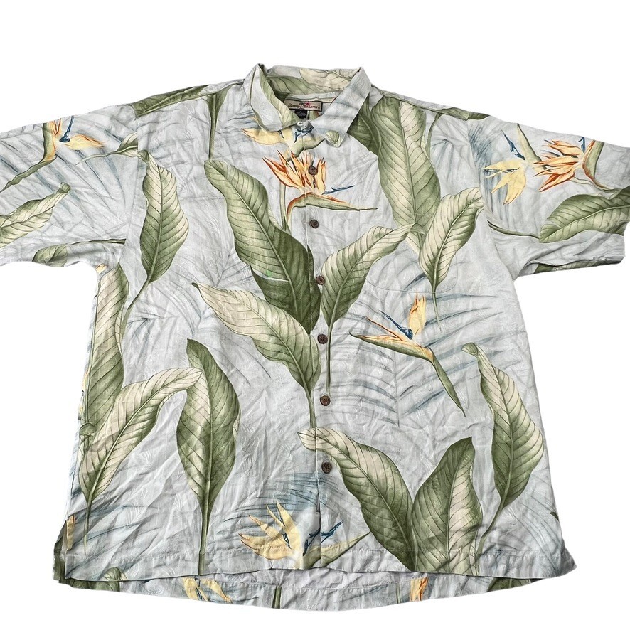 Tommy Bahama Mens Silk Camp Shirt Size XL Short Sleeve Tropical