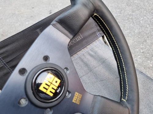 Rare 1990 MOMO Stacked Logo STEERING WHEEL Honda toyota mazda ae86 MX5 Miata EG6 - Picture 7 of 12