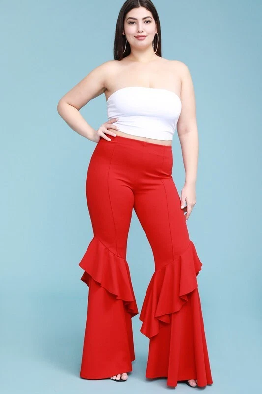 Layered ruffle bell bottom hotsell pants