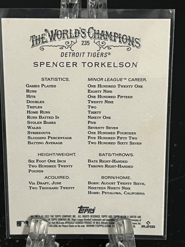 SPENCER TORKELSON--2022 TOPPS --ALLEN & GINTER--ROOKIE--TIGERS--FREE SHIPPING - Picture 2 of 2