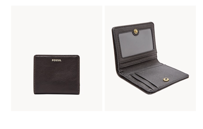 Fossil Madison Bifold Leather Wallet Black With Dust Bag for sale 