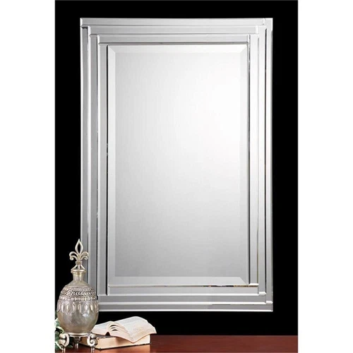 Uttermost Alanna Glass and MDF Wood Frameless Vanity Mirror in Gray - Picture 2 of 8