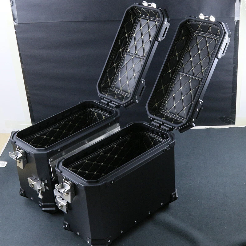 2X Motorrad Alukoffer Aluminium Alloy Seitenkoffer 38 Liter+38L Schwarz 100% NEU - Bild 2 von 4