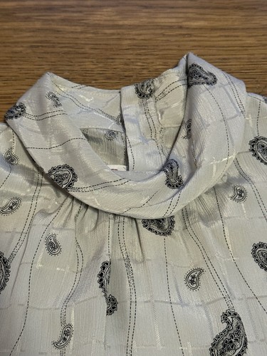 Judy Bond Blouse Paisley Sheer Size 12 Retro 70s 80's Buttons Designer Career - Picture 8 of 14