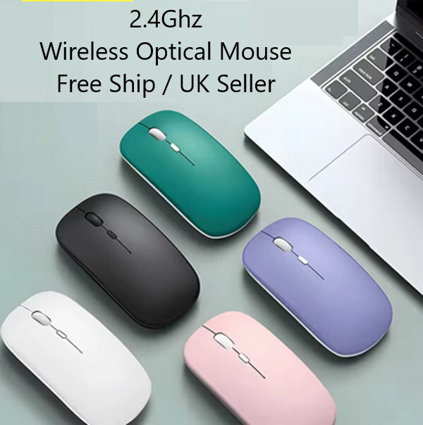 2.4GHz WIRELESS USB MOUSE SCROLL SLIM MICE CORDLESS OPTICAL FOR MAC PC ...