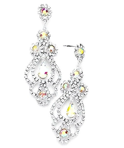 Pendientes de Moda Bañado en Plata Cristal acrílico