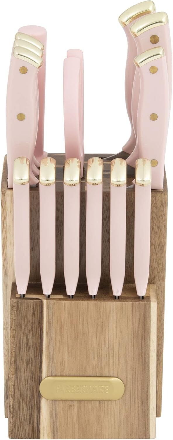 Farberware Triple Riveted Cutlery Knife Block Set Stainless Steel (15-Piece)