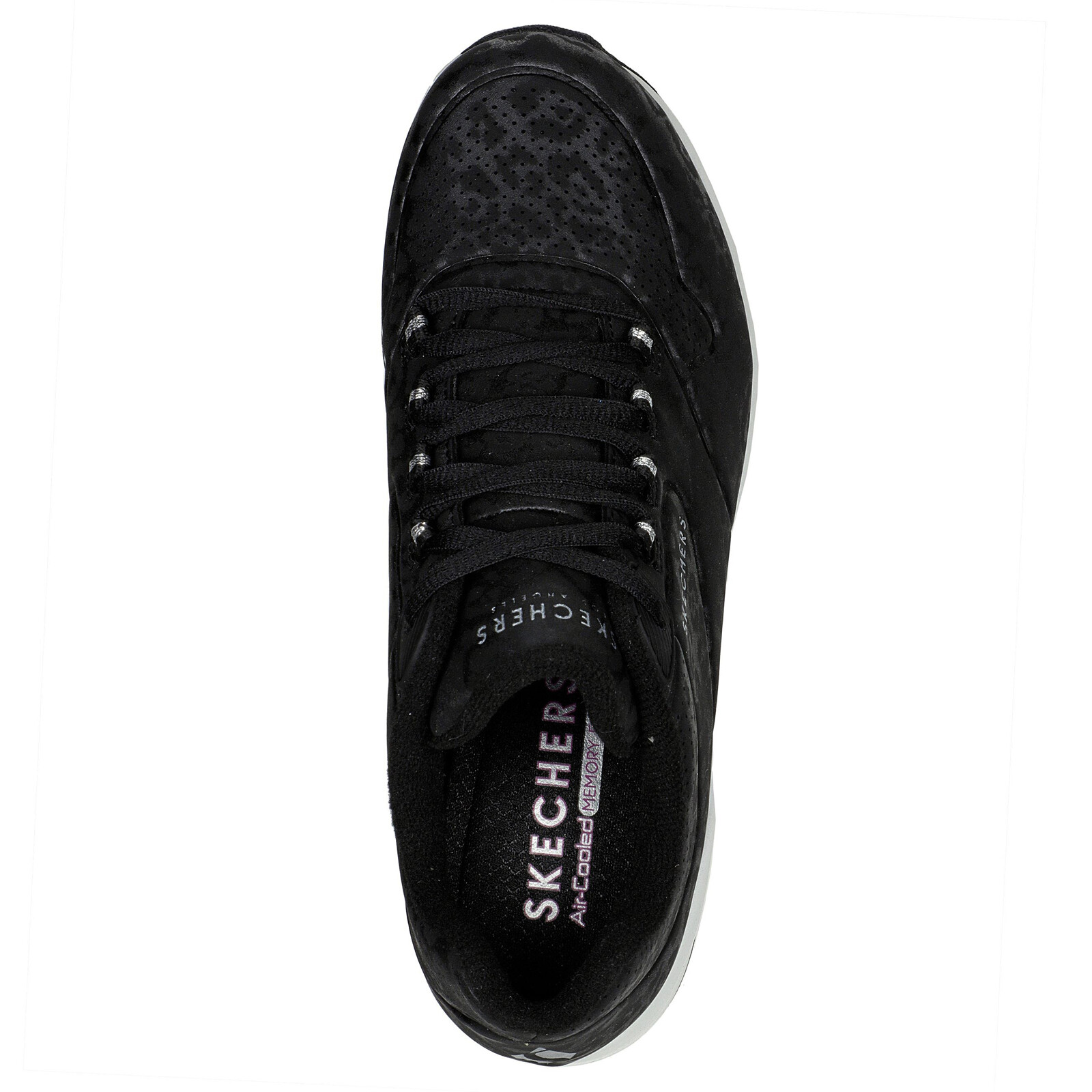Skechers Womens Trainers Memory Foam Shoes Black Pink Uno 2 Sketchers 155642 image 5