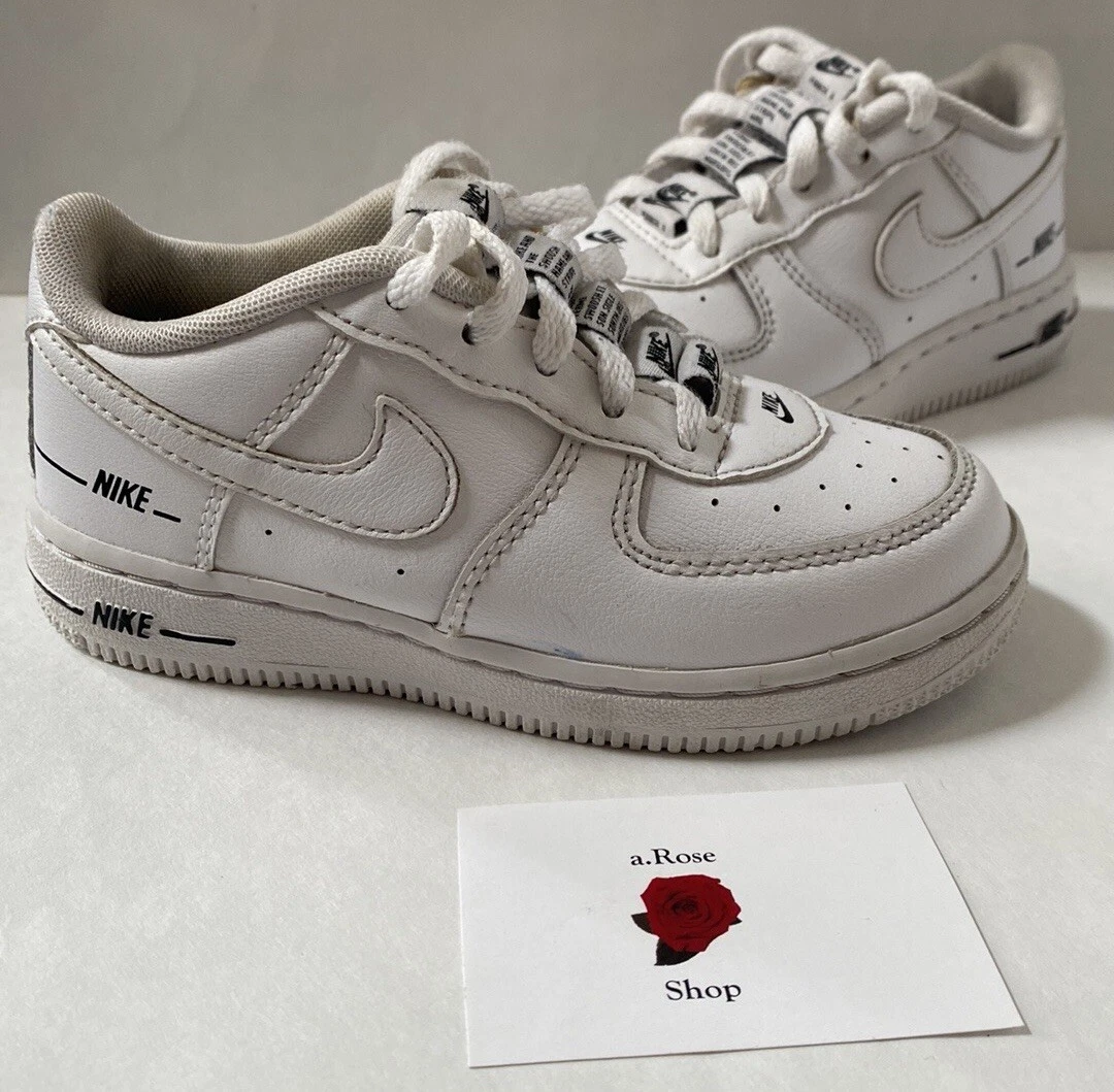 Nike Air Force 1 Low TD Double Air White Black CW0986 100 Shoes Size 9C