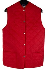 Vtg Husky Ltd Of Tostock England 34 L Quilted Red Button Up Nylon Vest Euc
