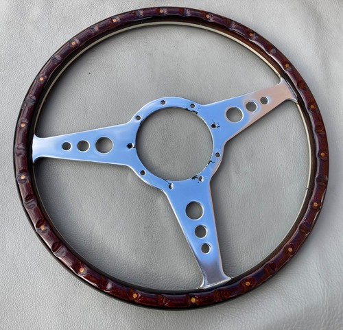 Period Style 14inch 3 Spoke (Flat) Woodrim Steering Wheel - Nice Condition - 第 12/12 張圖片
