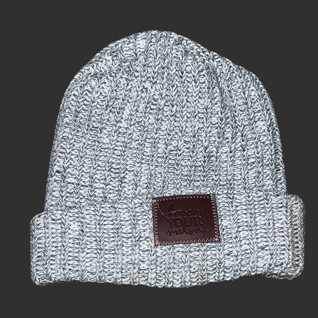 Love Your Melon Gray & White Knit Logo Winter Beanie