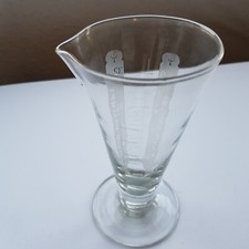 Antique glass medicine apothecary flask 15cm 5oz fluid ounce & drachm England