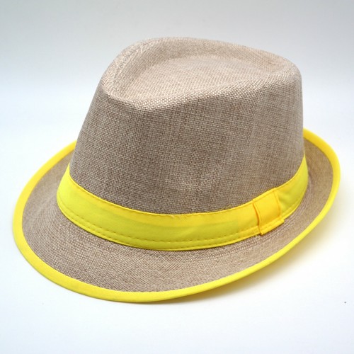 Cappello di Paglia per Donna Uomo FLUO GIALLO Estivo Spiaggia Berretto da  sole | eBay