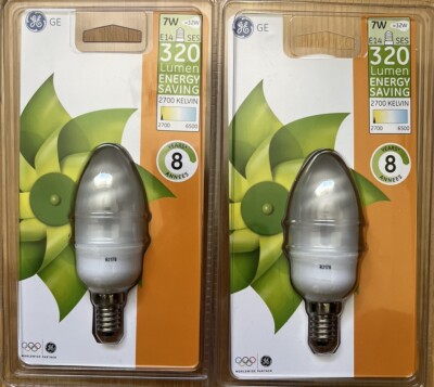 2er-Pack GE Kerzenlampen 7W = 32W SES E14 Schraube warmweiß energiesparend