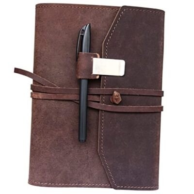 Refillable Leather Journal Writing Notebook - Lay Flat Notebook, Dark Brown