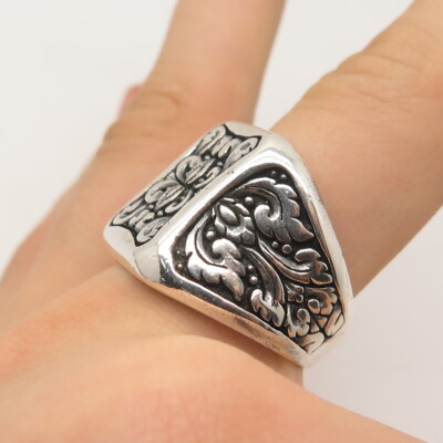 925 Sterling Silver Vintage Ornate Signet Ring Size 11 | eBay