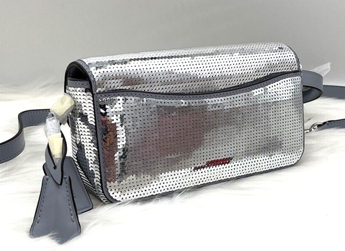 NUEVO $425 COACH Studio Baguette Brillante Lentejuelas Bolso Bandolera de Hombro en Plata - Imagen 9 de 20