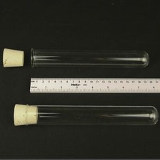 200mm x 30mm  Glass Test Tube x 5 with Cork Stopper 100ml borosilicate chemistry