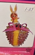 Fibre-Craft PIXIE BUNNY Easter Vtg Sequin Bead Christmas Ornament Kit MCM NOS