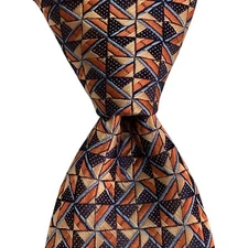 PERRY ELLIS PORTFOLIO Mens Necktie Skinny Designer Geometric Orange/Blue NWT $55