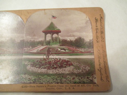 Hand of art City Park Denver Colorado CO Stereoview Card - Picture 2 of 3
