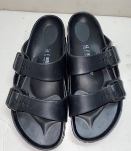 Birkenstock Mens Arizona EVA Black Leather Double Strap Pool Slides Size 10 | eBay