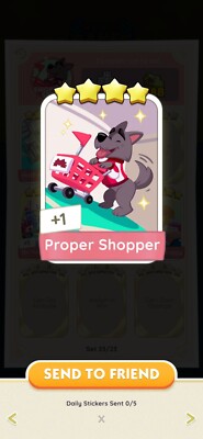 Proper Shopper   MONOPOLY GO! 4  Sticker - Set 23  SENDING FAST  
