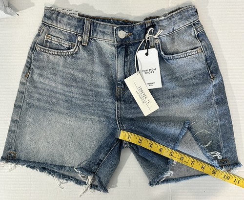 Forever 21 Kids Mini Mom Short Distressed Blue Jeans High Rise Size 13/14 NWT - Picture 4 of 10