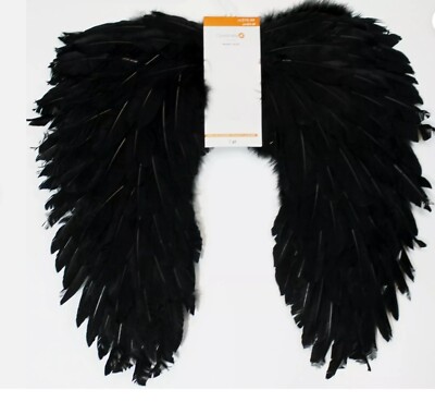 Black Feather Wings Costume Elastic Straps NWT SHIPS FAST! FAST! FAST!