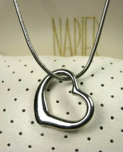 Vintage Silver Plated Open Romantic Love Heart Snake Chain Link Pendant Necklace