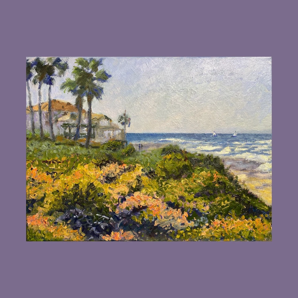 Потрясающая картина маслом. La Jolla Scene. Оригинал. Подписано. Искусство импрессионизма. - Изображение 3 из 4