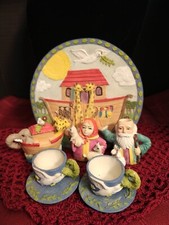 Vintage Miniature Noahs Ark Resin Tea Set Chadwick-Miller Collectible 1995